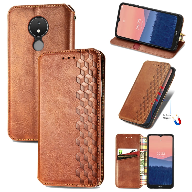 Cubic Grid Pressed Magnetic Leather Phone Case