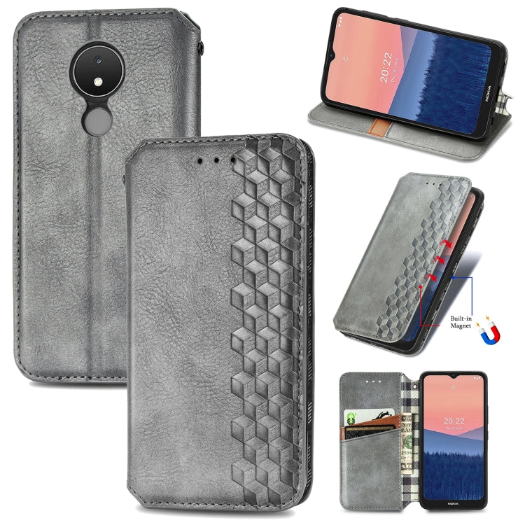 Cubic Grid Pressed Magnetic Leather Phone Case