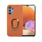 For Samsung Galaxy A32 4G Ring Holder Litchi Texture Genuine Leather Phone Case