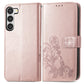 Four-leaf Clasp Embossed Buckle Leather Phone Case