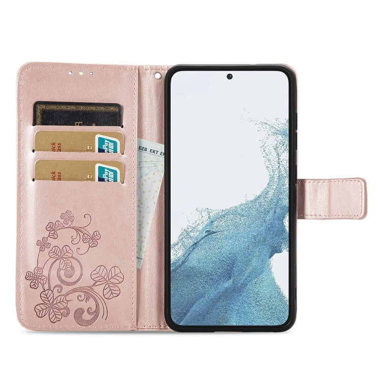 Four-leaf Clasp Embossed Buckle Leather Phone Case