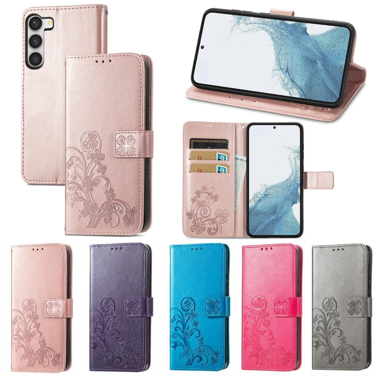 Four-leaf Clasp Embossed Buckle Leather Phone Case