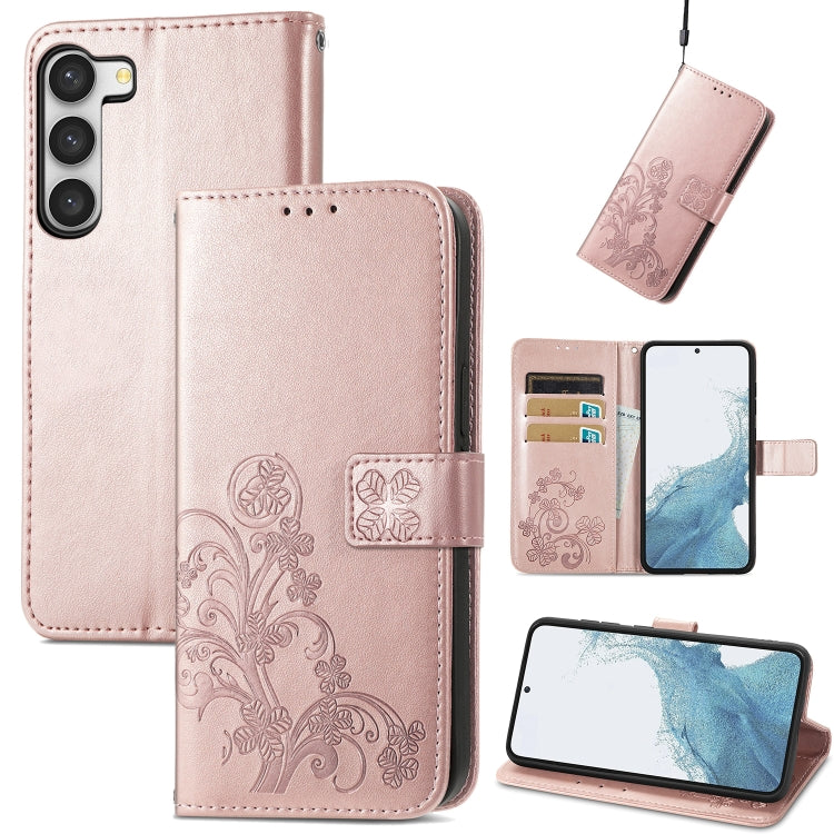 Four-leaf Clasp Embossed Buckle Leather Phone Case