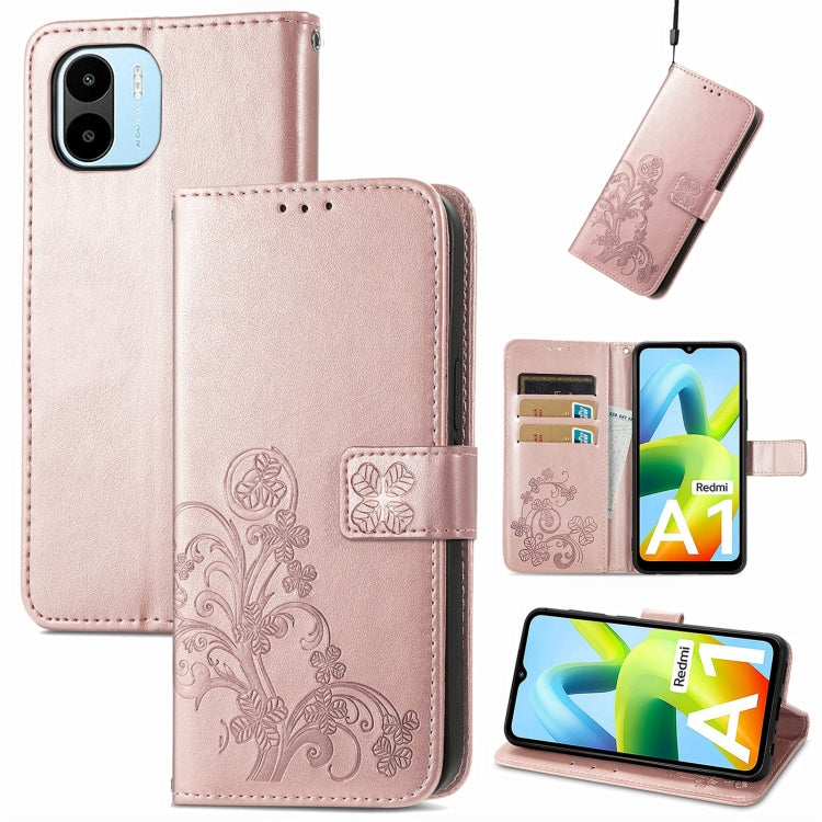Four-leaf Clasp Embossed Buckle Leather Phone Case
