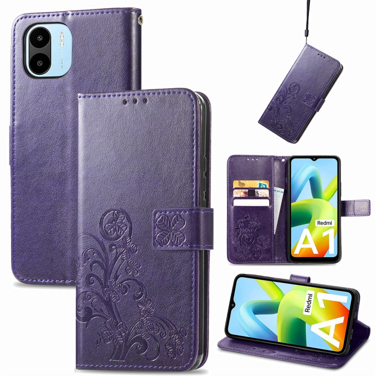 Four-leaf Clasp Embossed Buckle Leather Phone Case