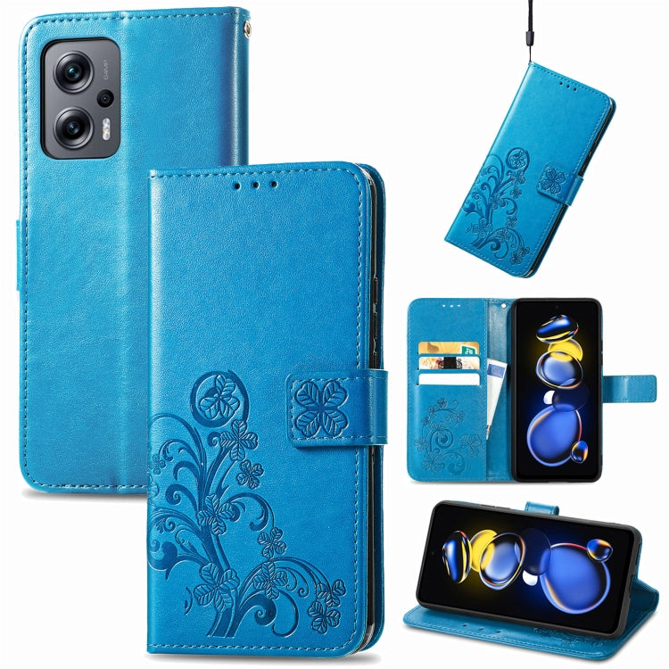 Four-leaf Clasp Embossed Buckle Leather Phone Case