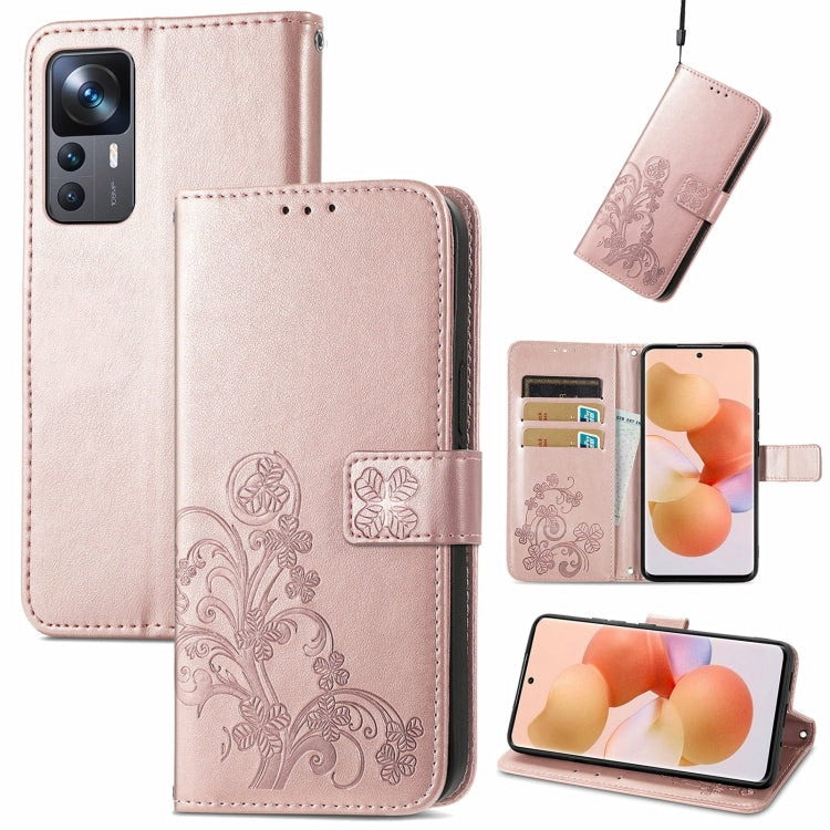 Four-leaf Clasp Embossed Buckle Leather Phone Case