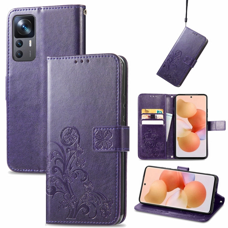 Four-leaf Clasp Embossed Buckle Leather Phone Case
