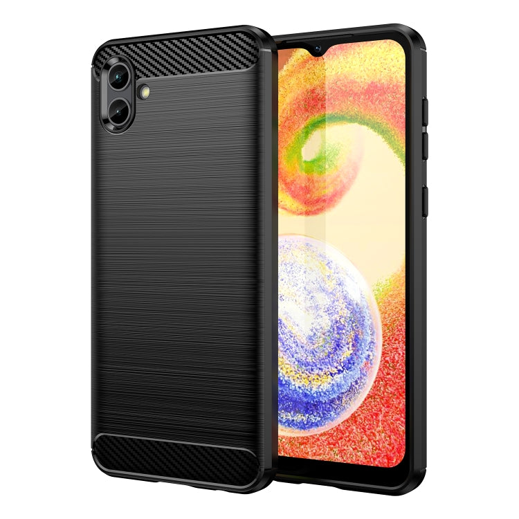 For Samsung Galaxy A04 Brushed Texture Carbon Fiber TPU Phone Case