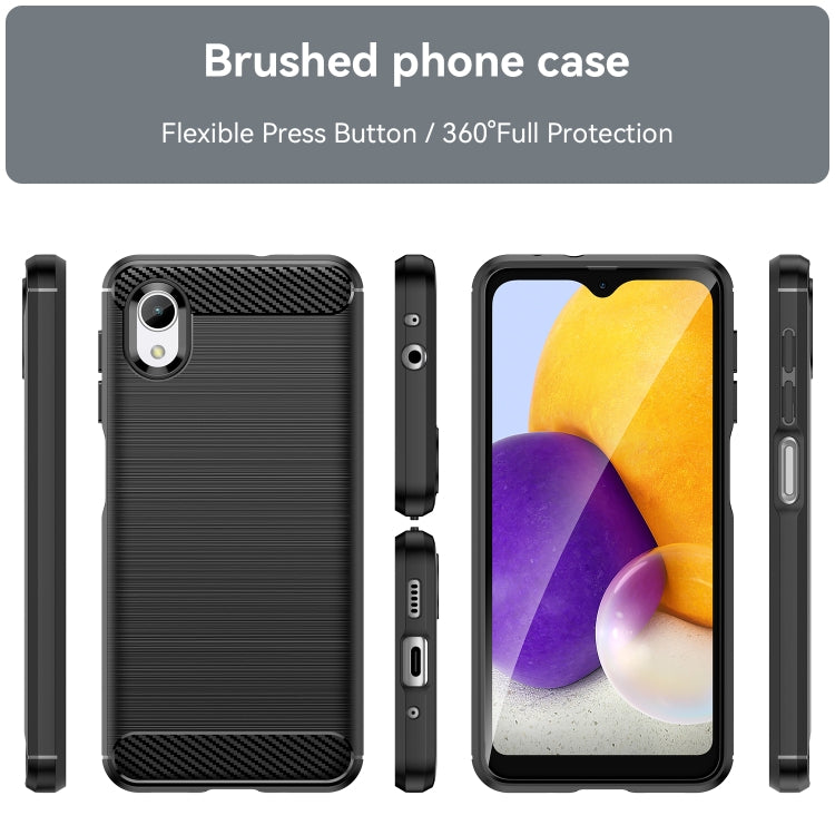 For Samsung Galaxy A22e Brushed Texture Carbon Fiber TPU Phone Case