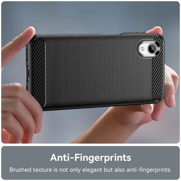 For Samsung Galaxy A22e Brushed Texture Carbon Fiber TPU Phone Case