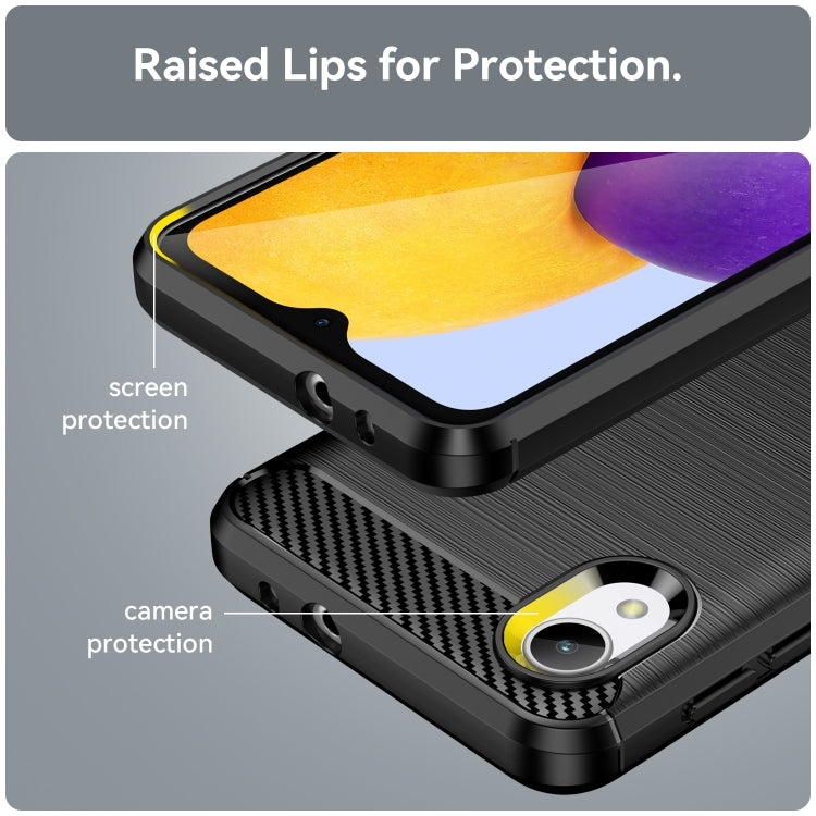 For Samsung Galaxy A22e Brushed Texture Carbon Fiber TPU Phone Case