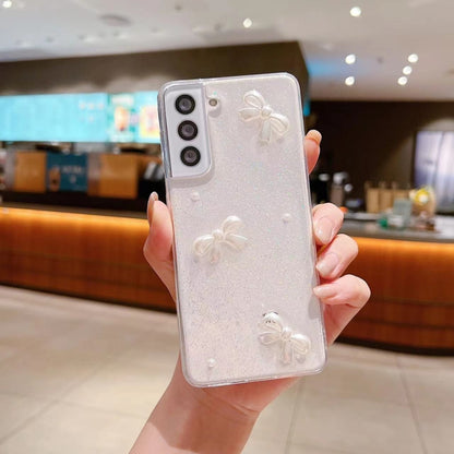 Pearl Bow Glitter Epoxy TPU Phone Case