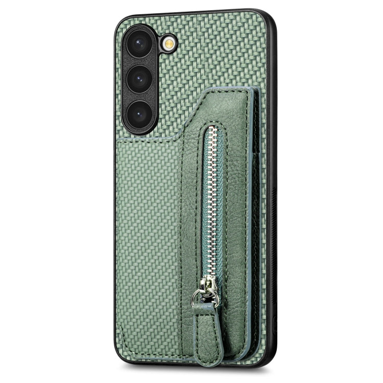 Carbon Ffiber Flip Zipper Wallet Phone Case