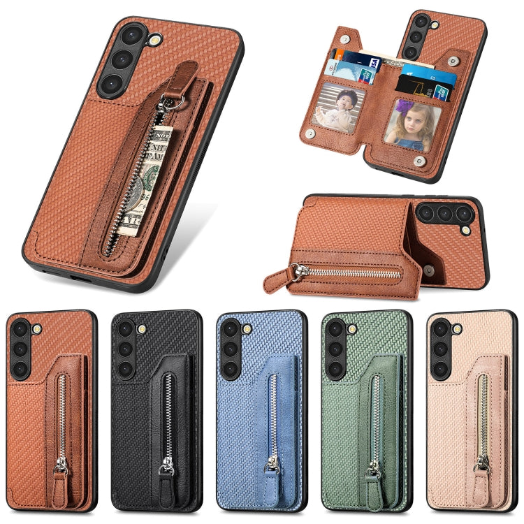 Carbon Ffiber Flip Zipper Wallet Phone Case