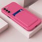 Skin Feel Card TPU Contrast Color Button Phone Case