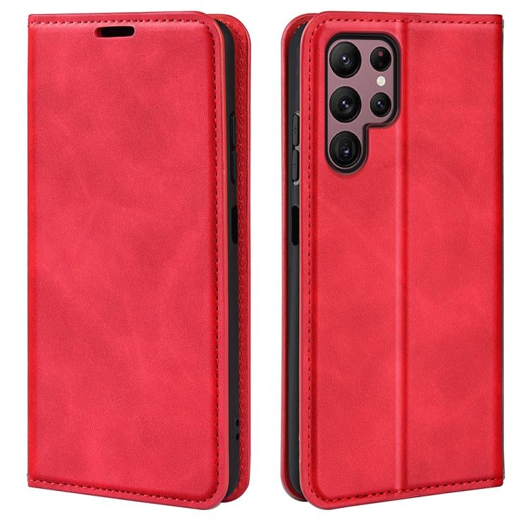 For Samsung Galaxy S23 Ultra 5G Retro-skin Magnetic Suction Leather Phone Case