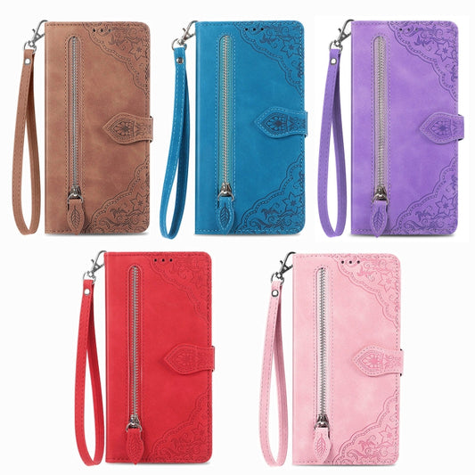 Embossed Flower Shockproof Leather Phone Case