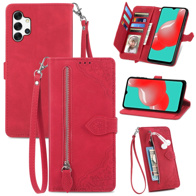 Embossed Flower Shockproof Leather Phone Case