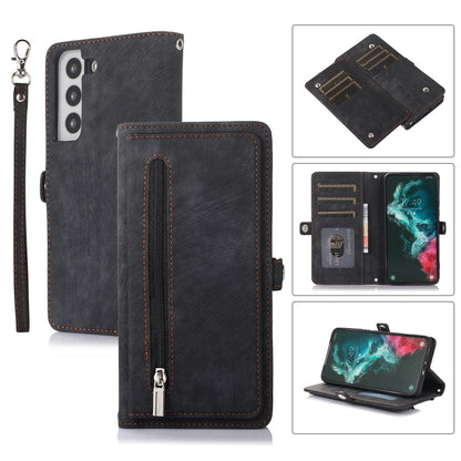 Zipper Card Slot Buckle Wallet Leather Phone Case