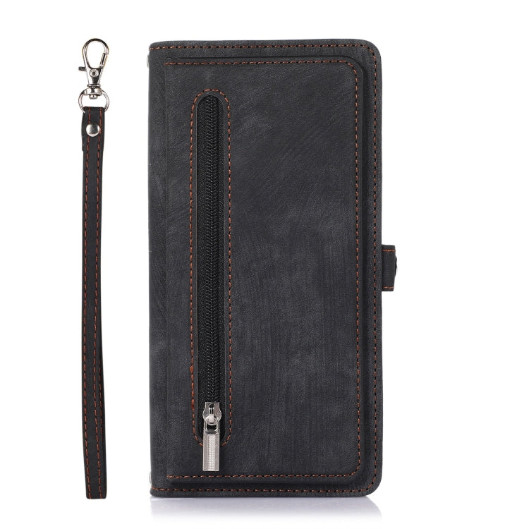 Zipper Card Slot Buckle Wallet Leather Phone Case