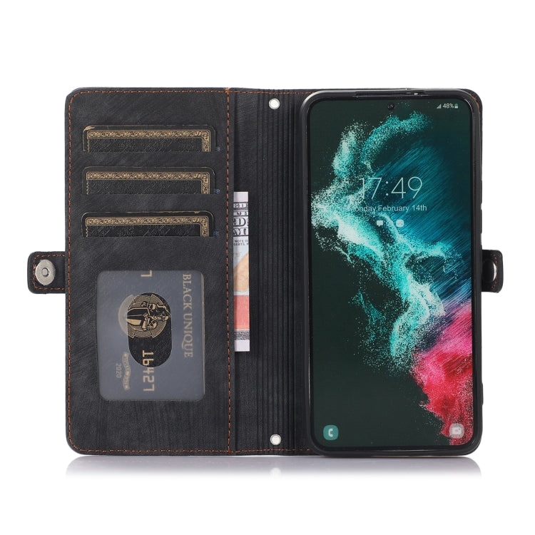 Zipper Card Slot Buckle Wallet Leather Phone Case