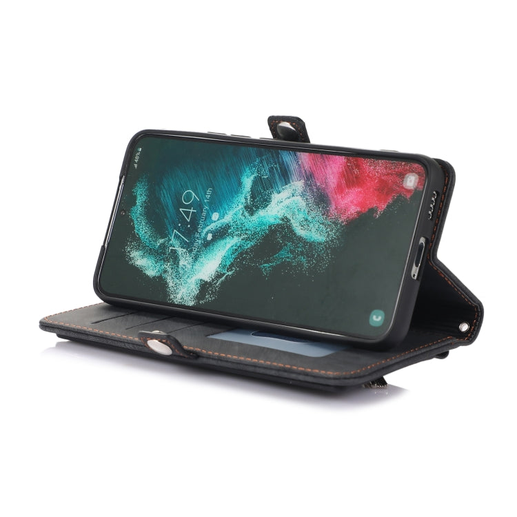 Zipper Card Slot Buckle Wallet Leather Phone Case