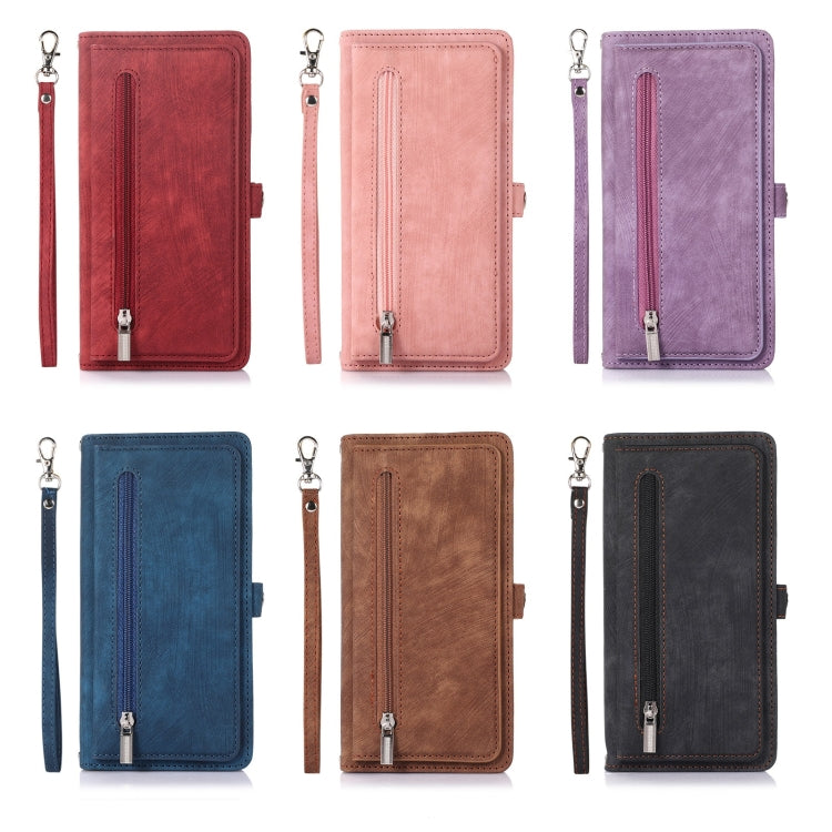 Zipper Card Slot Buckle Wallet Leather Phone Case