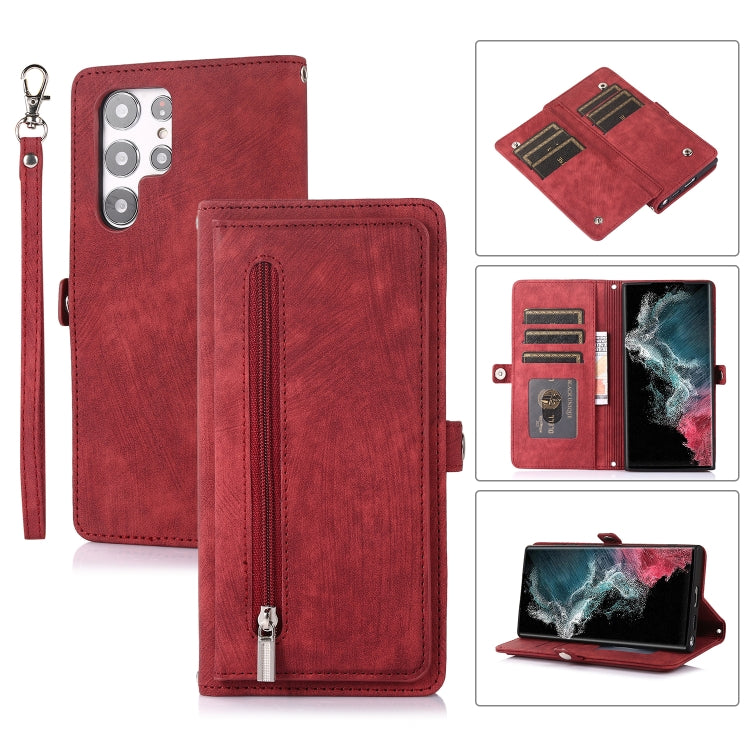 Zipper Card Slot Buckle Wallet Leather Phone Case