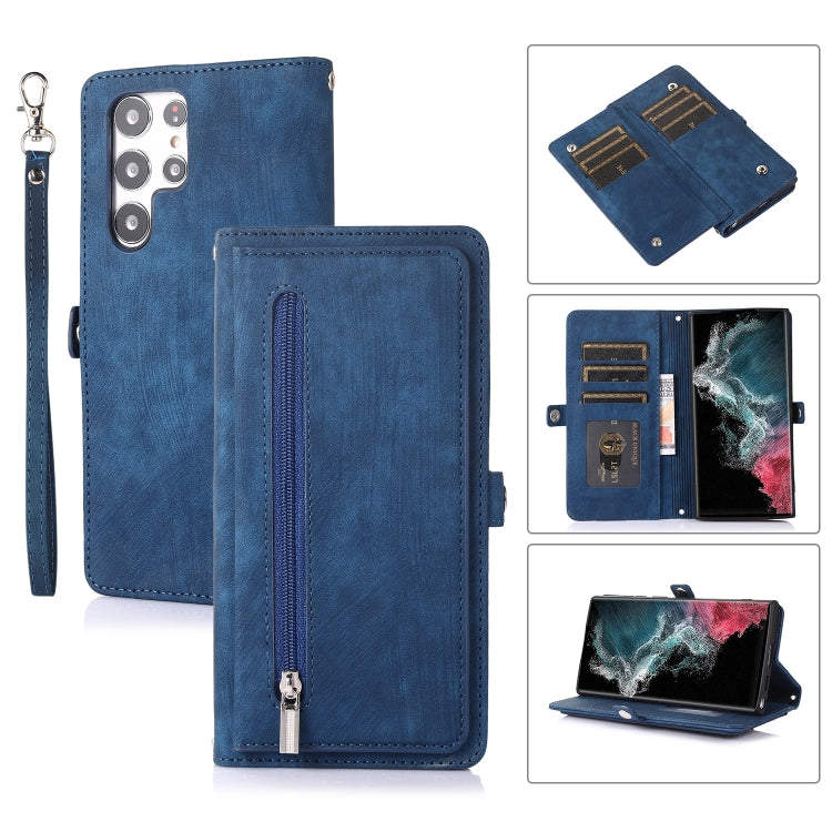 Zipper Card Slot Buckle Wallet Leather Phone Case