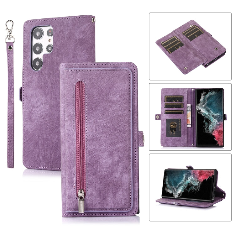 Zipper Card Slot Buckle Wallet Leather Phone Case
