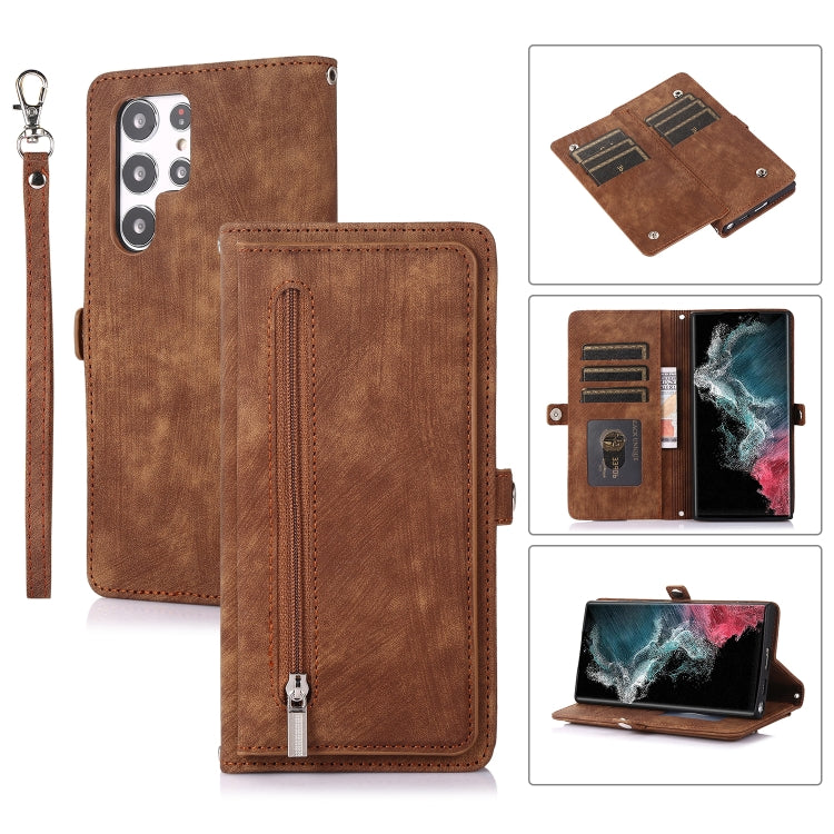 Zipper Card Slot Buckle Wallet Leather Phone Case