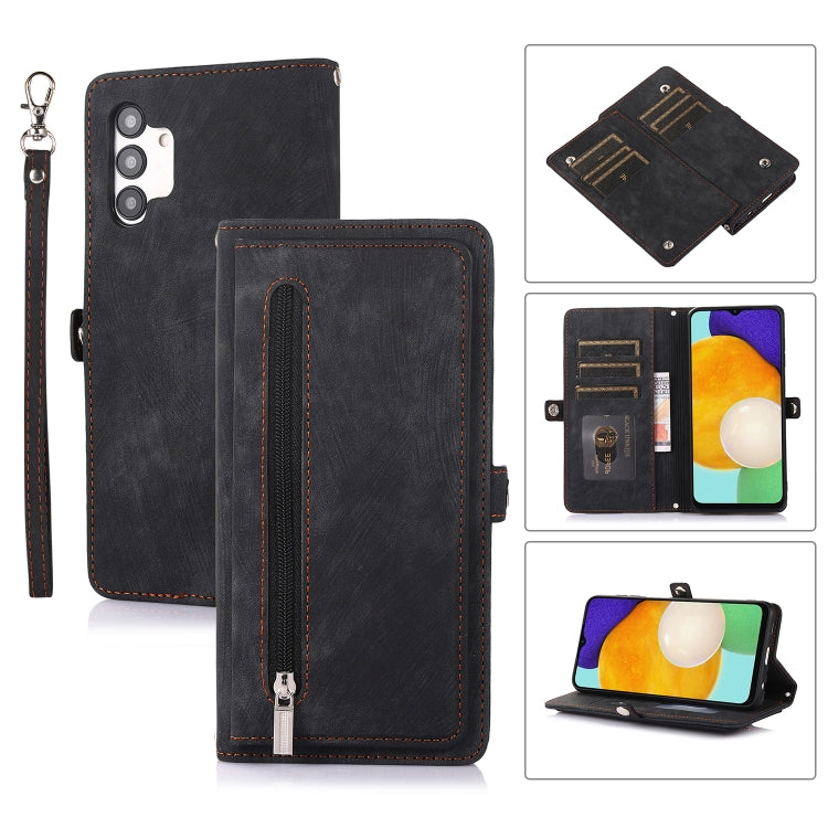 Zipper Card Slot Buckle Wallet Leather Phone Case