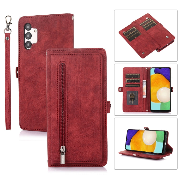 Zipper Card Slot Buckle Wallet Leather Phone Case