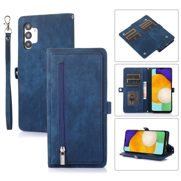 Zipper Card Slot Buckle Wallet Leather Phone Case