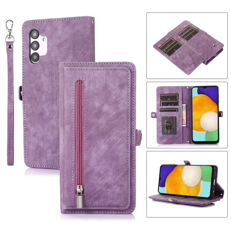Zipper Card Slot Buckle Wallet Leather Phone Case