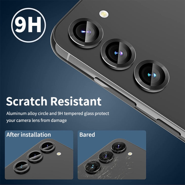 For Samsung Galaxy S23 5G / S23+ 5G ENKAY Hat-Prince 9H Rear Camera Lens Aluminium Alloy + Tempered Glass Full Coverage Protector