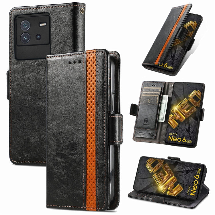 CaseNeo Splicing Dual Magnetic Buckle Leather Phone Case