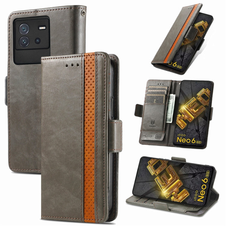 CaseNeo Splicing Dual Magnetic Buckle Leather Phone Case