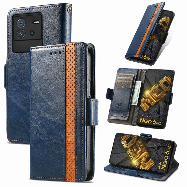 CaseNeo Splicing Dual Magnetic Buckle Leather Phone Case