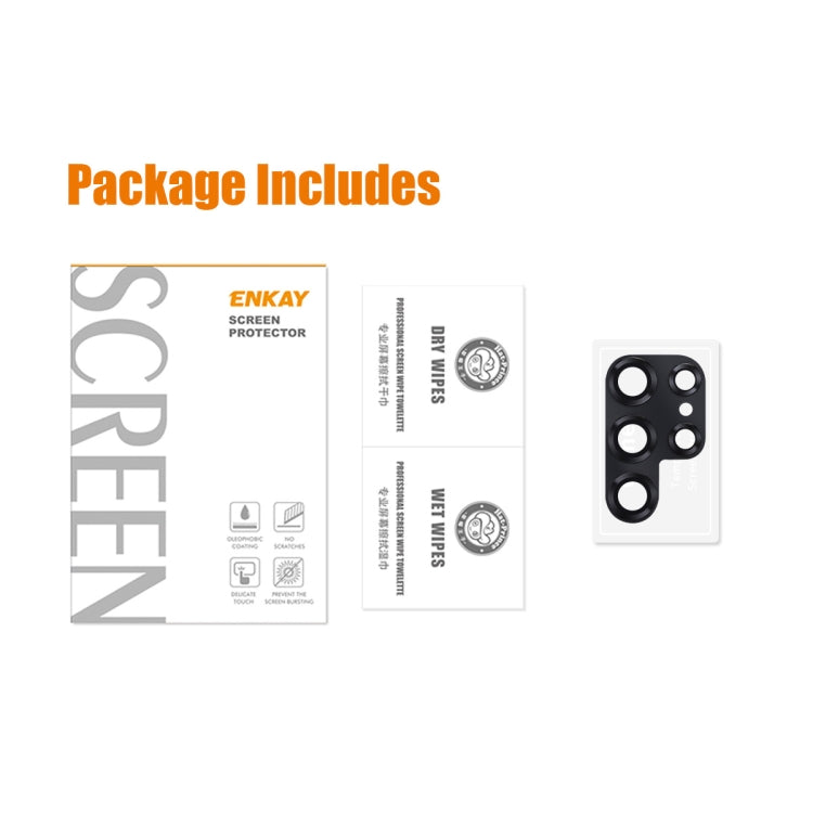 For Samsung Galaxy S22 Ultra ENKAY 9H Rear Camera Lens Aluminium Alloy Tempered Glass Film