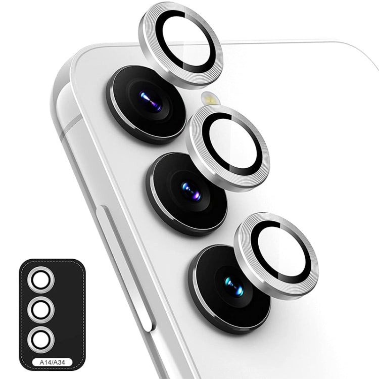 For Samsung Galaxy A14 / A34 ENKAY Hat-Prince 9H Rear Camera Lens Aluminium Alloy Ring Tempered Glass Film