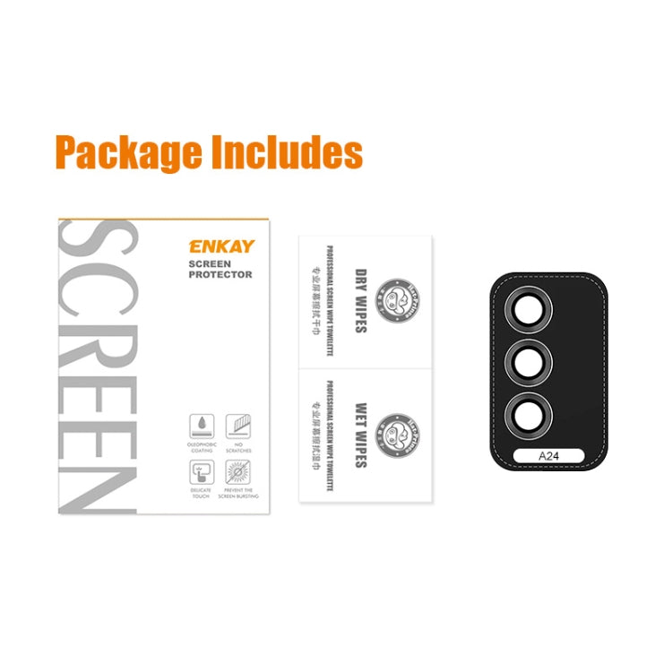 For Samsung Galaxy A24 ENKAY Hat-Prince 9H Rear Camera Lens Aluminium Alloy Ring Tempered Glass Film
