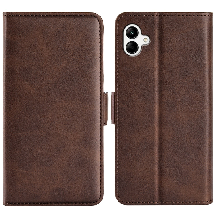 For Samsung Galaxy A04 Dual-side Magnetic Buckle Horizontal Flip Leather Phone Case