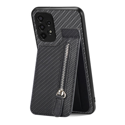 Carbon Fiber Vertical Flip Zipper Wallet Phone Case