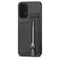 Carbon Fiber Vertical Flip Zipper Wallet Phone Case