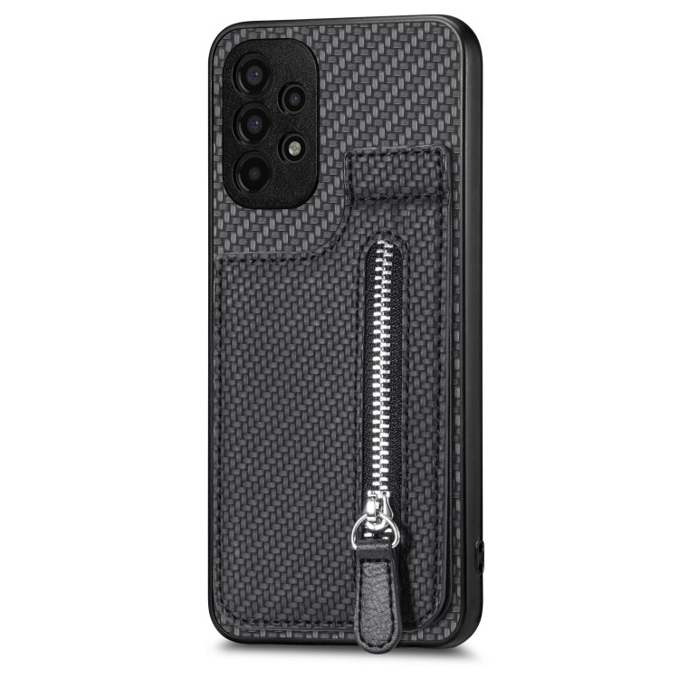 Carbon Fiber Vertical Flip Zipper Wallet Phone Case