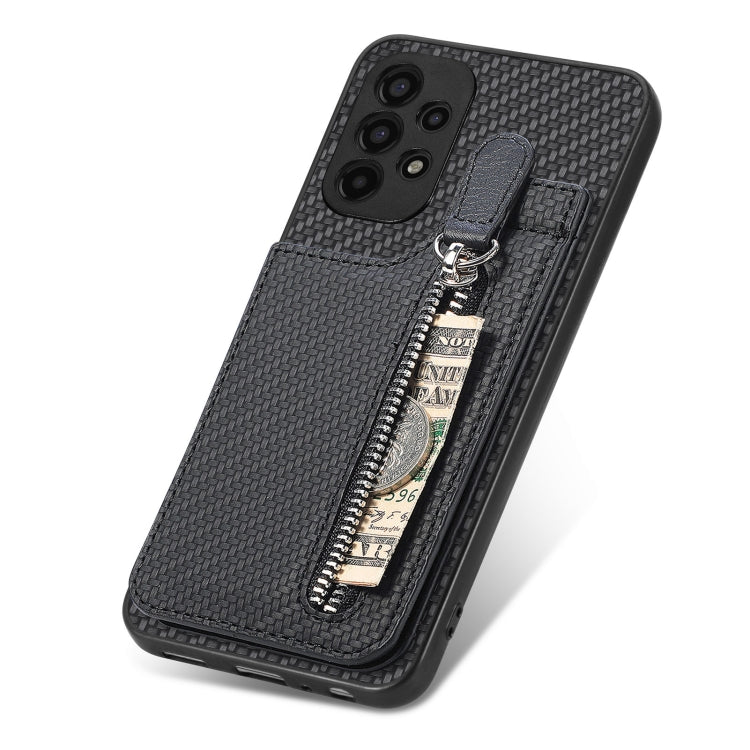 Carbon Fiber Vertical Flip Zipper Wallet Phone Case