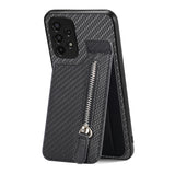Carbon Fiber Vertical Flip Zipper Wallet Phone Case