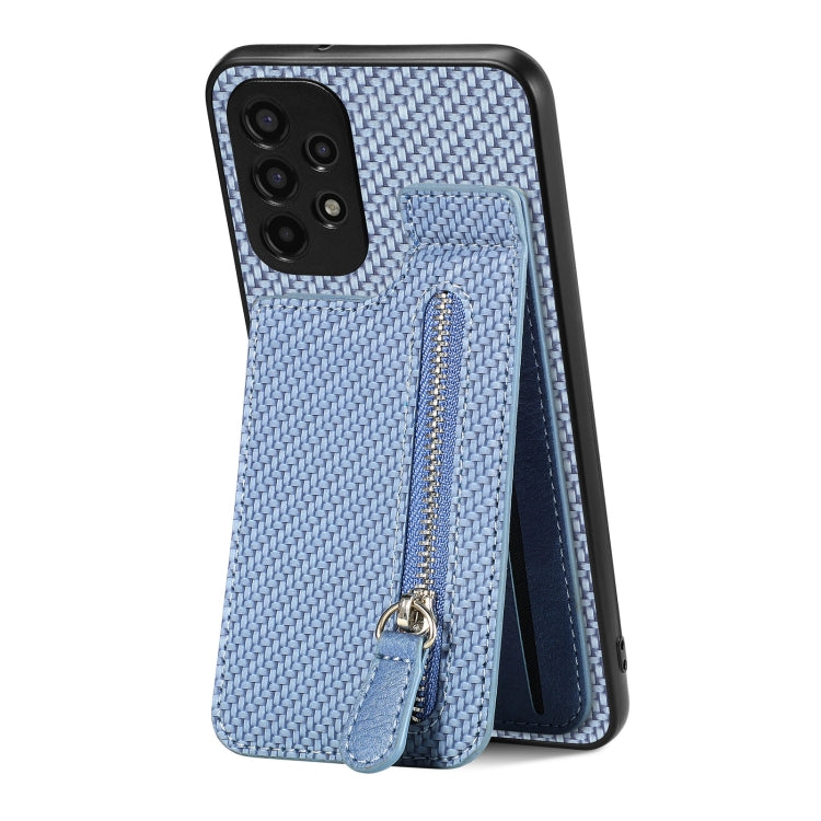 Carbon Fiber Vertical Flip Zipper Wallet Phone Case